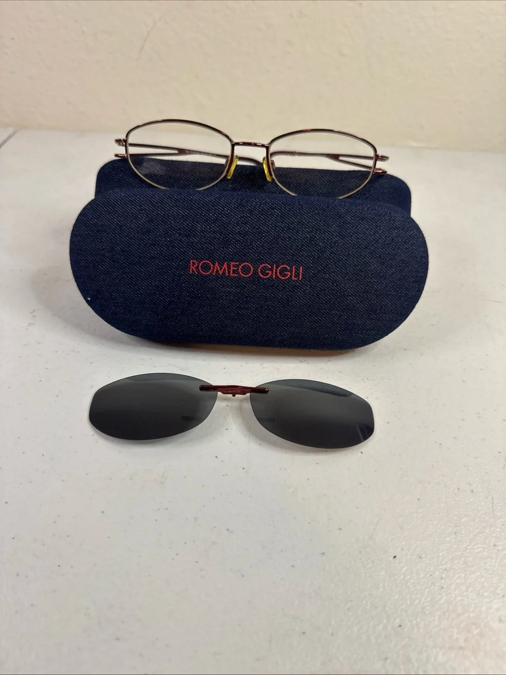Romeo Gigli Oval glasses and clip on Sunglasses in Burgundy with Black Lenses